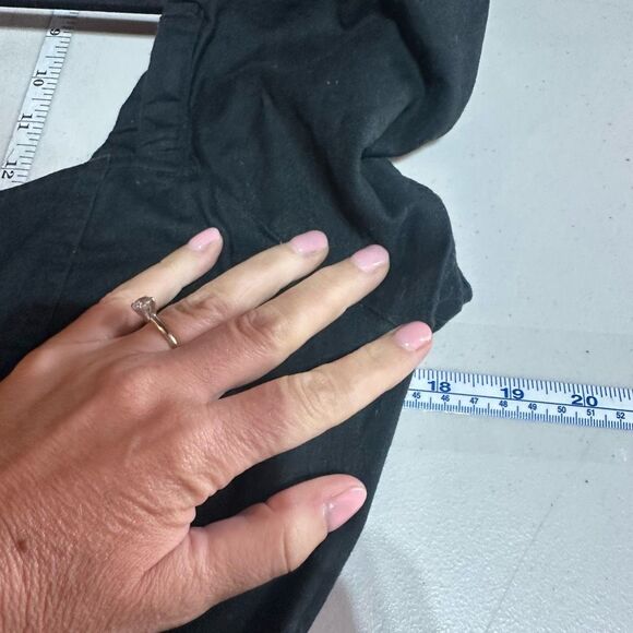 Madewell Linen-Cotton Puff-Sleeve Button Down Mini Dress Black Size 12 - Picture 11 of 12